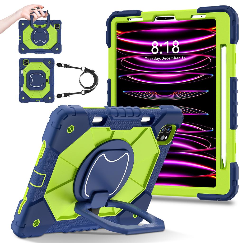 306 ° turntable suitable for iPad protective case, universal silicone stand, anti drop handheld flat shell with pen slot