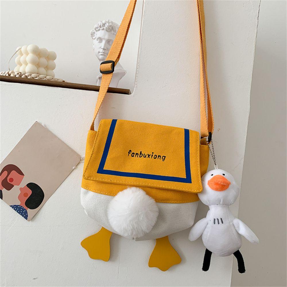 Duck Canvas Bag Soft Large Shoulder Work Bags Handbag For Women Shopping Bags Lovely Contrast Color Messenger Crossbody Bag