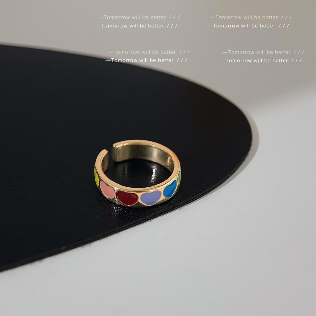 

Ретро Кольоровий Блок Регульоване Кільце-крапля для Масла - Трендове Нішеве Кільце на Палець Відкритого Дизайну