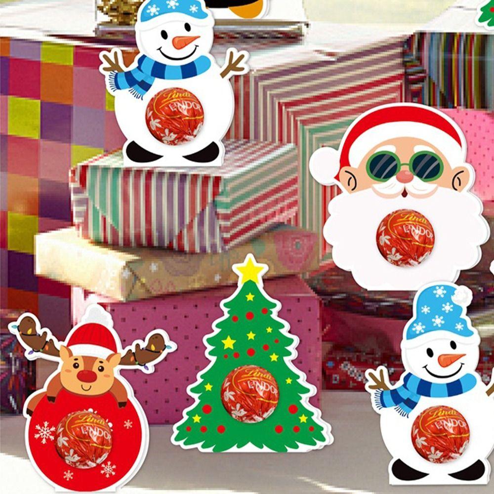 12pcs Santa Claus Snowman Elk Christmas Candy Paper Card Merry Christmas Decorations  Party Favors