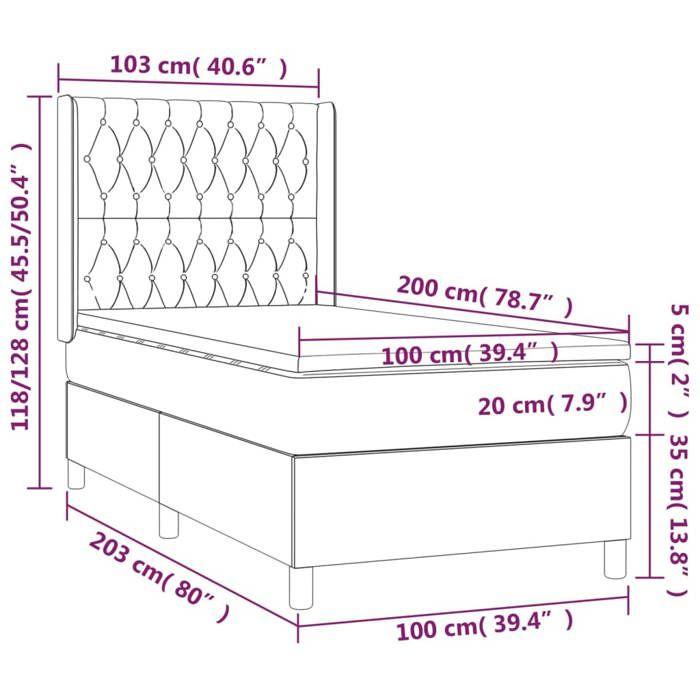 VidaXL Sommier à Lattes de Lit avec Matelas et LED, Lit Rembourré, Lit Simple, Lit Adulte de Chambre à Coucher Intérieur, 3139097