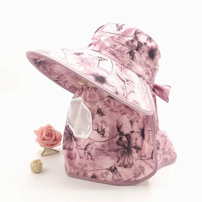 Women Sun Hat Breathable Shawl Integrated Picking Tea Hat Uv Protection Wide Brim Mesh Sunscreen Hat
