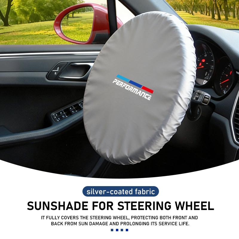 AAAQO1 Car Steering Wheel Sun Shade Cover Silver Coated Cloth Heat Protection For BMW Performance E91 X5 E70 F11 E30 F31 X3 F25 F32 x7