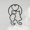 Minimalist Black Metal Double Cat Love Heart Wall Art Durable Iron Decor for Living Room Bedroom Office Vintage Home Gift