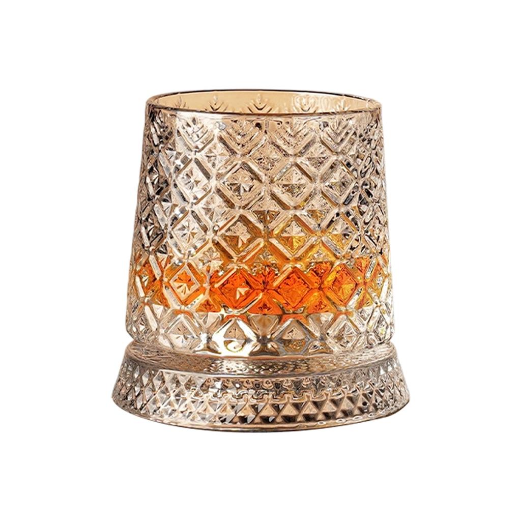 Elegant Rotating Whiskeys Cup Crystal Glass Easy Cleaning Design Wine Vessel Accessories Drinkware for Parties