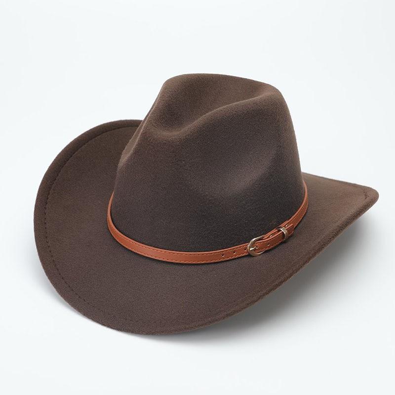 European and American suede warped edge western cowboy hat men and women outdoor curled brim ethnic style top hat felt hat
