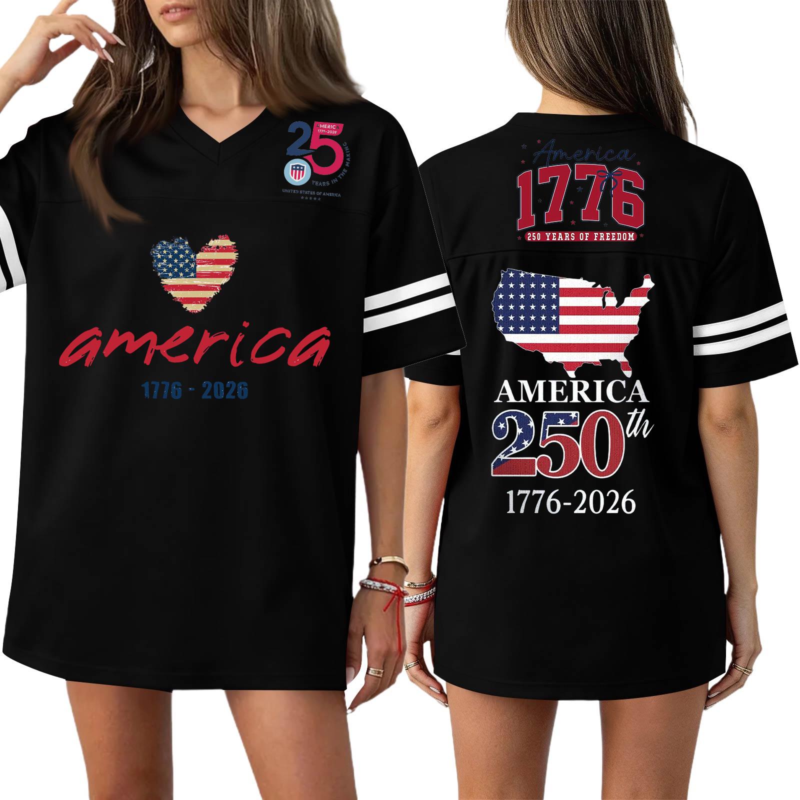 

Женская повседневная модная спортивная футболка с V-образным вырезом, принтом ко Дню независимости, коротким рукавом, топ L чёрный