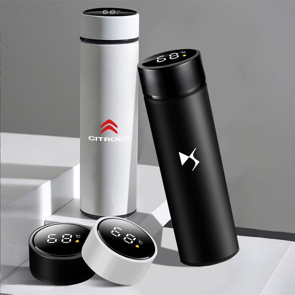 500ml Car Smart Insulated Cup Travel Coffee Cups Water Bottle For Citroen C1 C2 C3 C4 C5 C6 C8 C4L DS3 DS4 DS5 Auto Valve Cap amb123