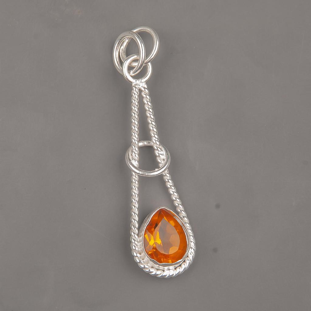 Citrine Gemstone Jewelry, 925 Solid Sterling Silver Pendant, Handmade Gorgeous Silver Pendant, Protecting Jewelry Gift For Mother