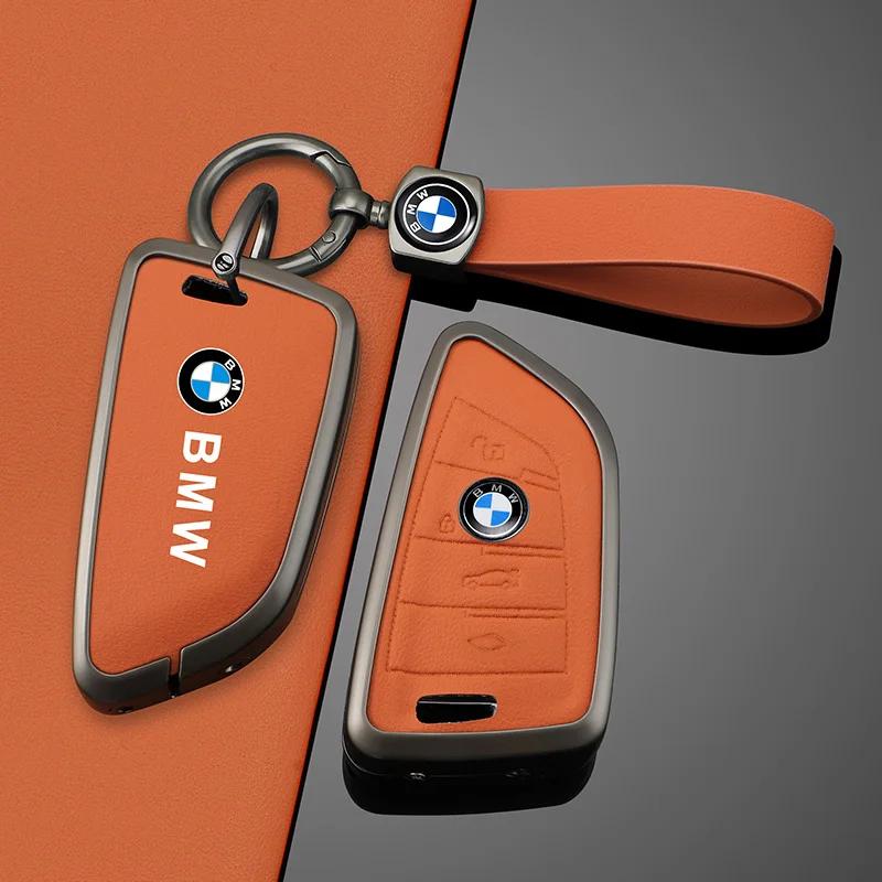 2025 Orange Leather Zinc Alloy Car Remote Key Case For BMW X1 X3 X4 X5 F15 X6 F16 G30 7 Series G11 F48 F39 520 525 f30 118i