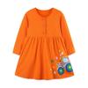 New Autumn European Style Girls' Polka Dot Princess Dress with Animal Embroidery and Long Sleeves