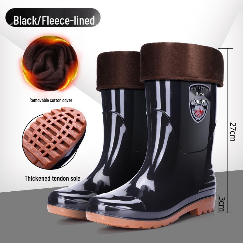 Men's Non-Slip Waterproof High-Top Rain Boots - Thickened Aquatic Rubber Work Shoes with Free Shipping