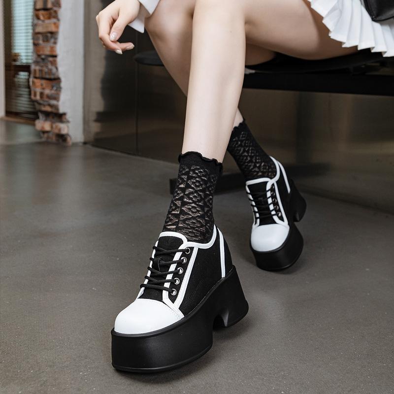 Fujin 11cm Cow Suede Genuine Leather Platform Wedge Comfy Fashion Chunky Sneaker Pumps Sneakers Summer Women Ankle Boots Shoes