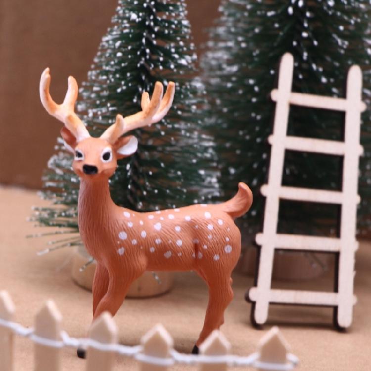 Dollhouses Miniature Christmas Wreath Reindeer Door Set For Holiday Decoration Resin Craft Tabletop Art