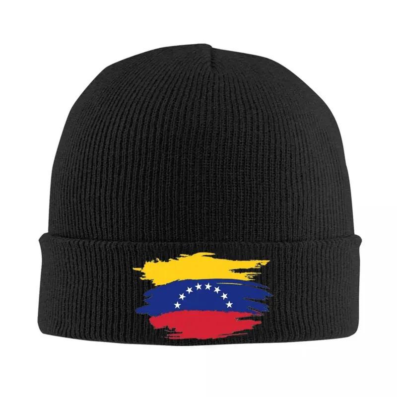 Venezuela Flag Beanie Black Knit Skull Cap with Colorful Stripes Warm Stylish for Men Women Casual Headwear Venezuela Hat