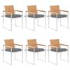 Garden Chairs, 6 Pcs, with Cushions vidaXL Solid Teak Wood