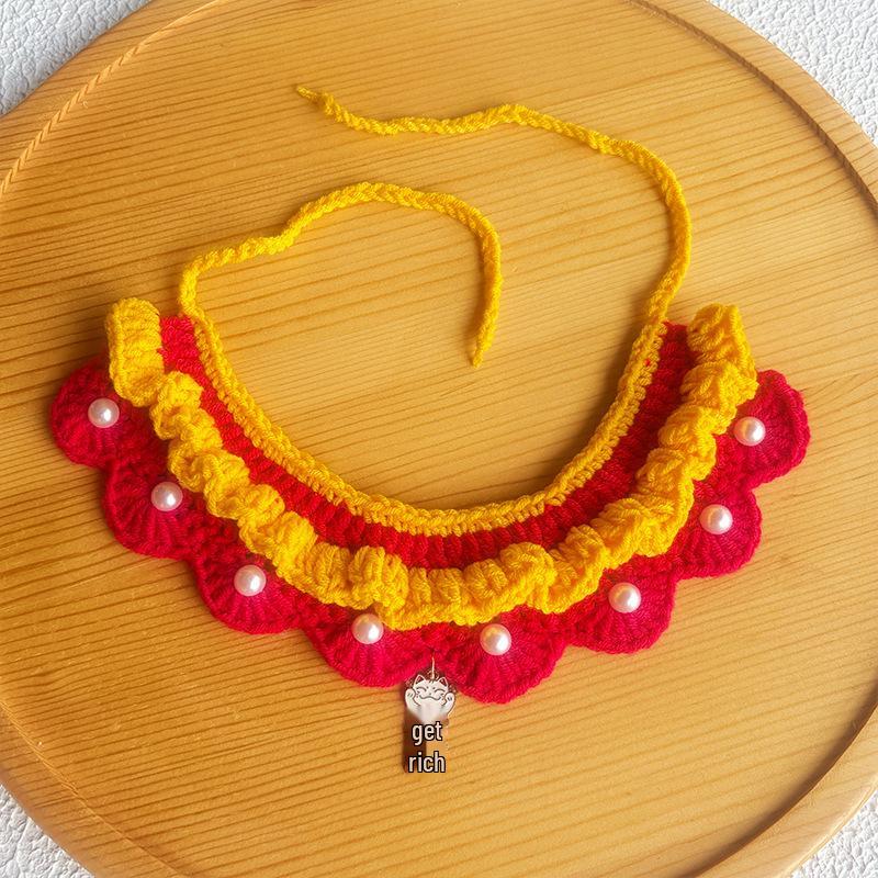 New Year Neckwear: Pet Gaiter & Scarf for Cats & Dogs - Festive Knit Collar for Chinese New Year