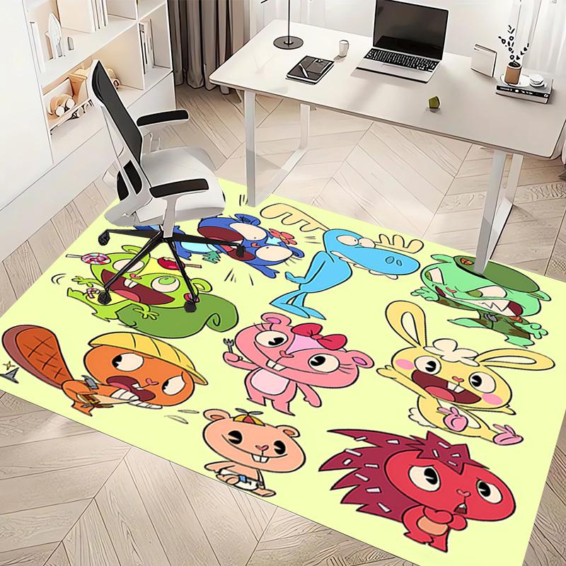 1pc Happy Tree Friends4 Print Area Rug - Soft, Washable Non-Slip Indoor Mat, Living Room, Home Office Decorative Rug,Office Decorative