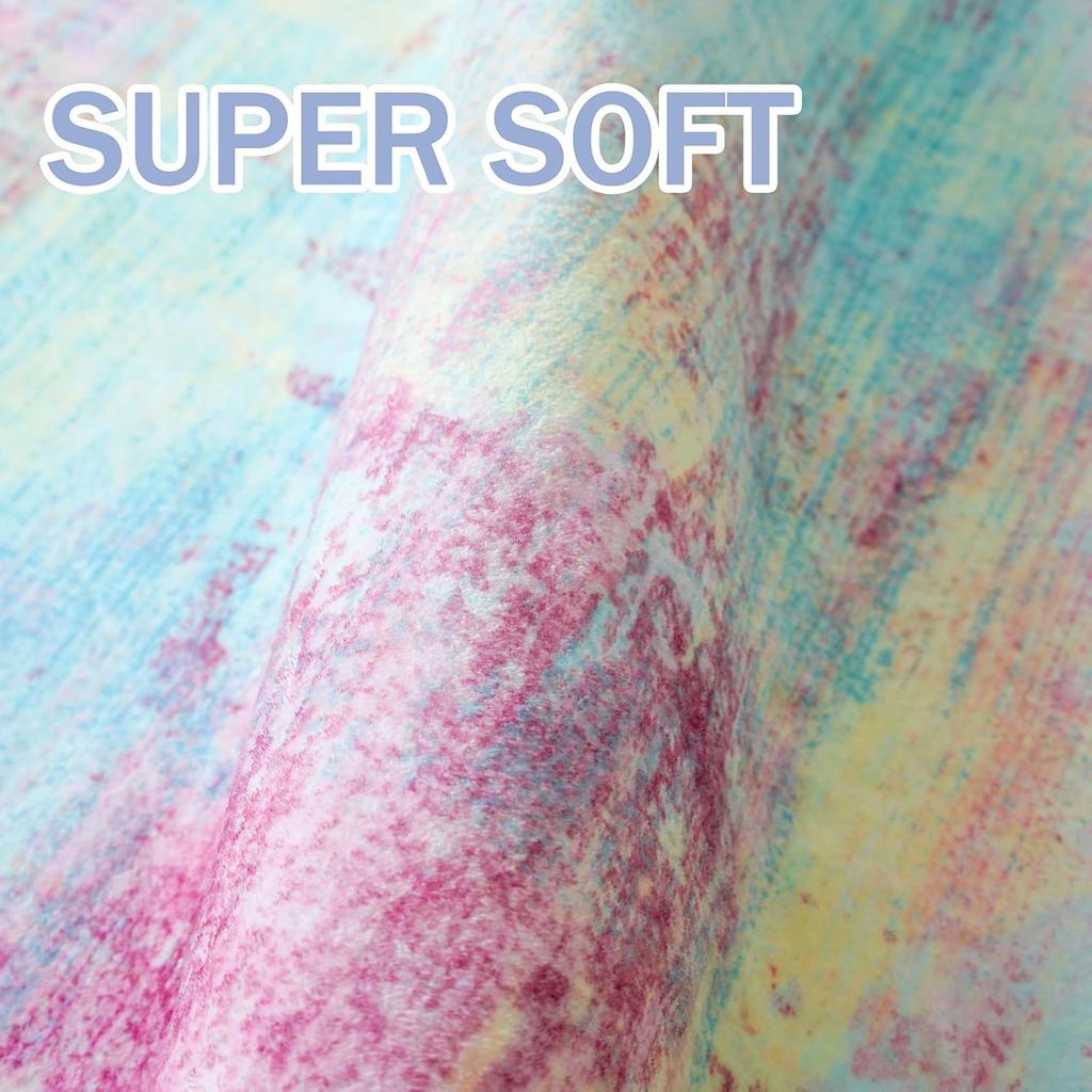Tie-Dye Washed Back Carpet Moisture-Proof Machine Washable Entrance Door Mat Bedroom Entrance Mat Home Decor