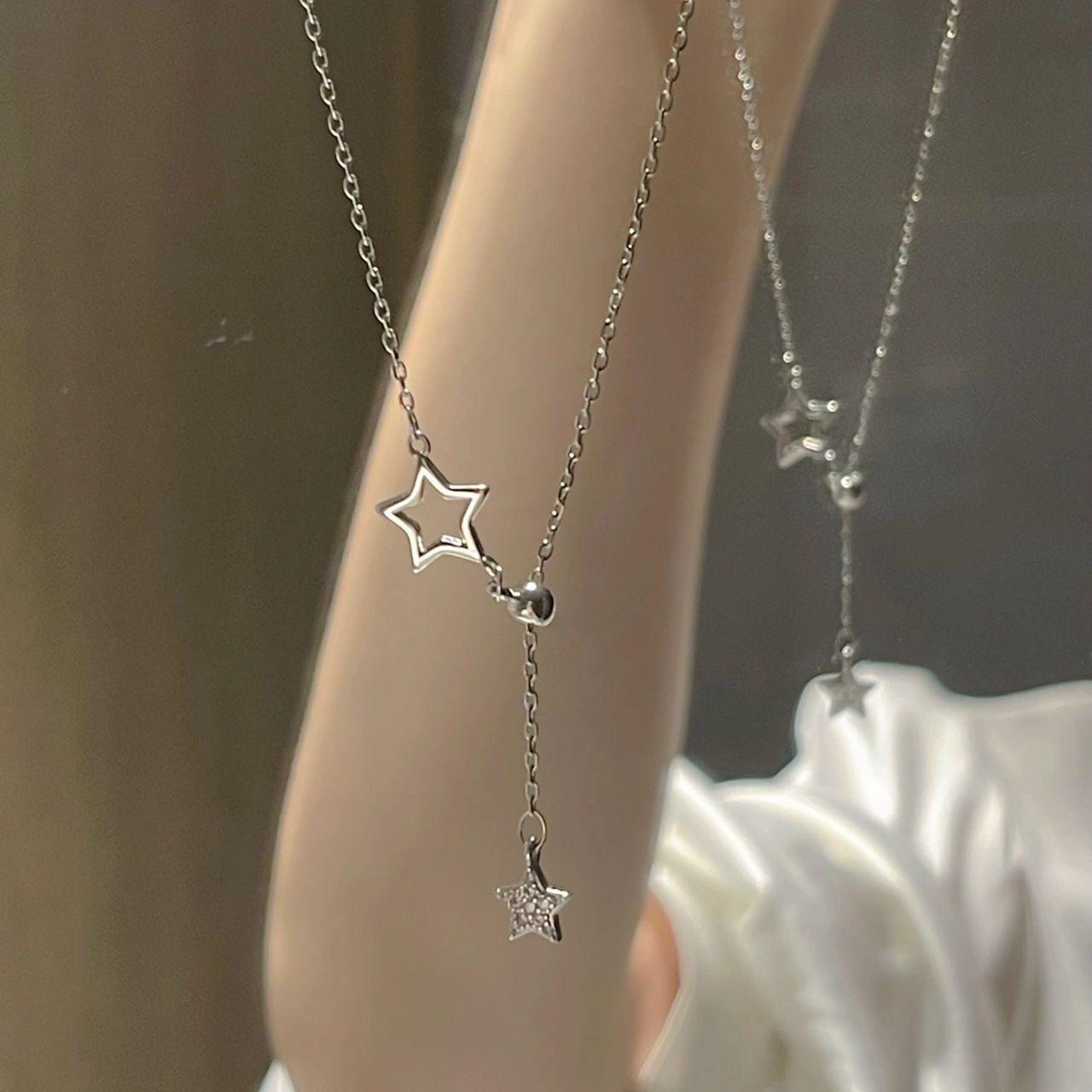 

Double Star Necklace Women s Light Luxury Trend Personality High Sense Temperament Accessories Collarbone Chain Gift Necklace for Girlfriend