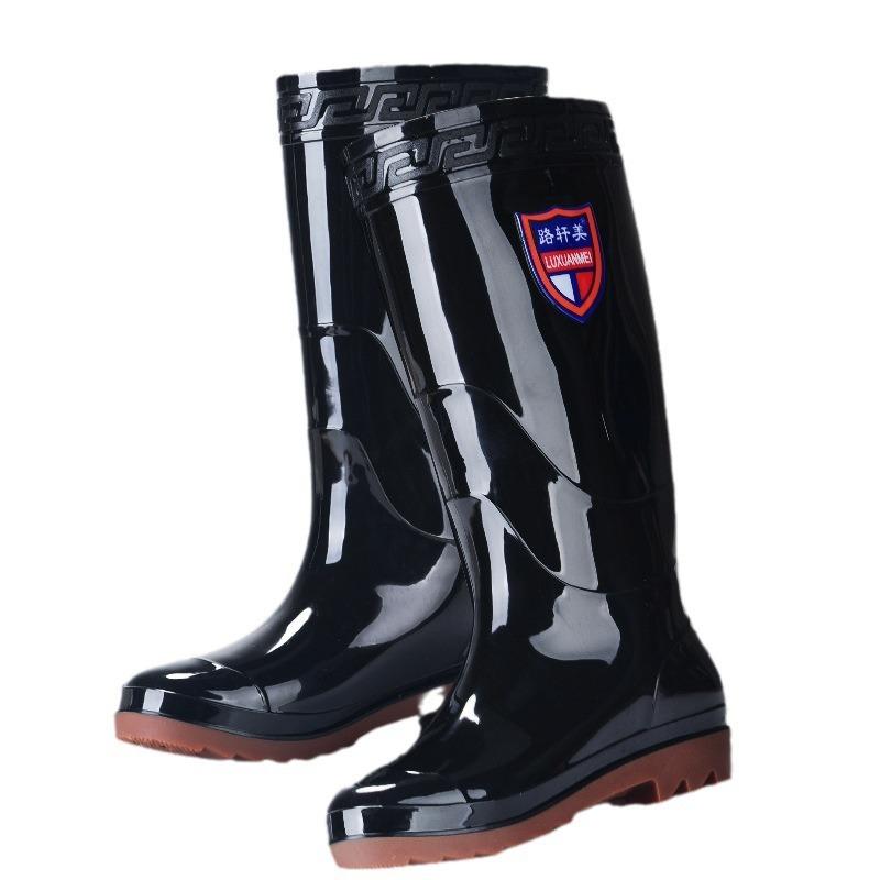 High tube rain shoes men's long tube water boots kitchen non-slip rubber shoes beef tendon sole water shoes short tube labor shoes rain boots