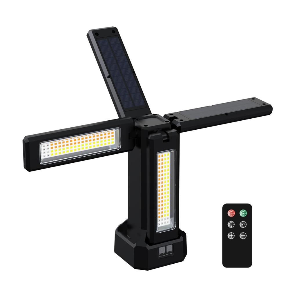 8000lm Ultra-Bright LED Work Light, USB Rechargeable, Solar Charging, 4 Lighting Modes, 3 Color Switching Modes (Daylight, Warm White, Warm White),