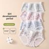 Women's Summer Soft Cute Print 10A Antibacterial Extended Crotch Skin Free Mid Waist Triangle Briefs