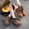 Fashion GKTINOO 2024 Winter New Wool Warm Cotton Boots Retro Versatile Nubuck Cowhide Thick Soled Women's Short Boots