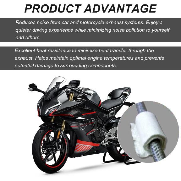 Muffler Mat, Fiberglass Soundproof Ulated Exhaust Pipe Wrap Silencer, Universal Muffler Packing for 2-Stroke 4-Stroke Motorcycle ATV Dirt Bike,
