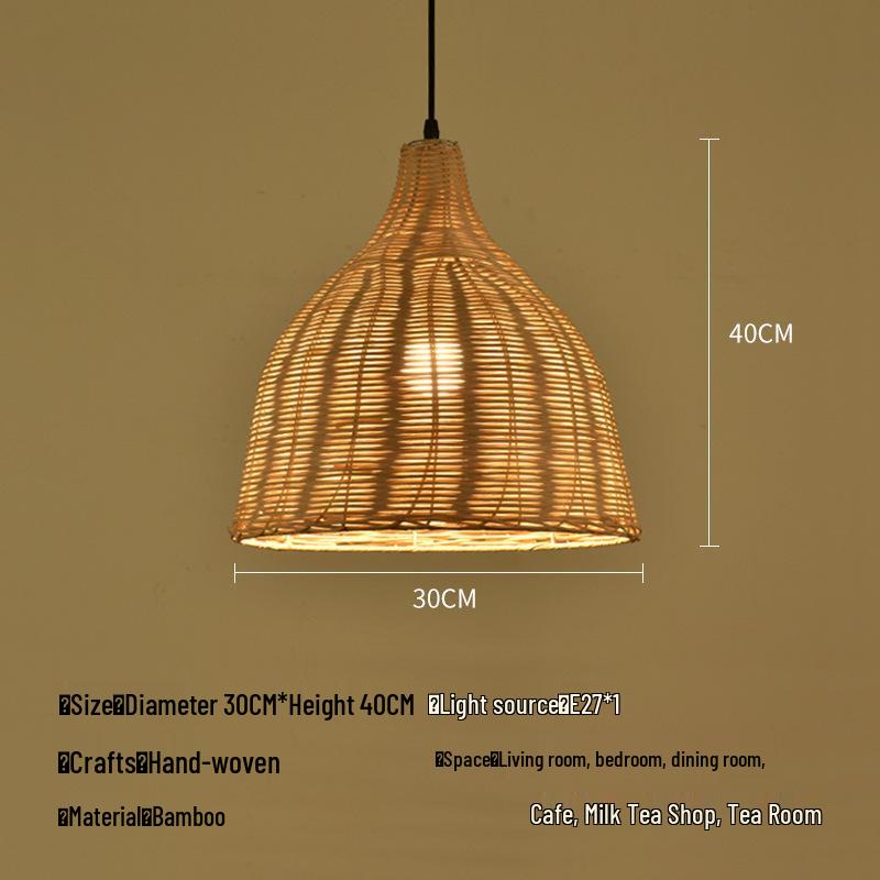 A8L Bamboo Pendant Lamp: New Chinese Zen Style, Rattan Woven Design, Ideal for Tea Rooms, Dining Areas & Teahouses with Japanese Antique Touch.