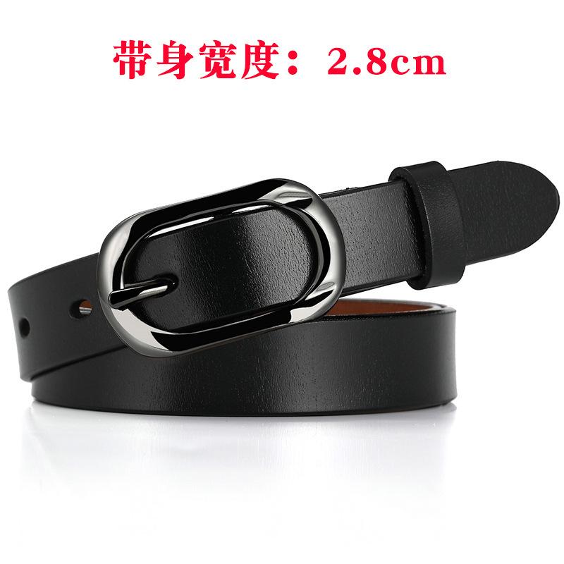 Ladies Cowhide Belt Pin Buckle Leather Belt Casual Fine Belt