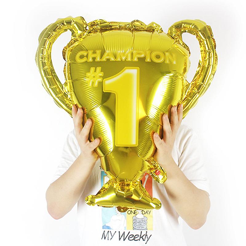 

Золотой трофей Футбольный синий мяч Волейбол Спортивная тематическая вечеринка Празднование дня рождения Украшения Набор воздушных шаров 1pcs