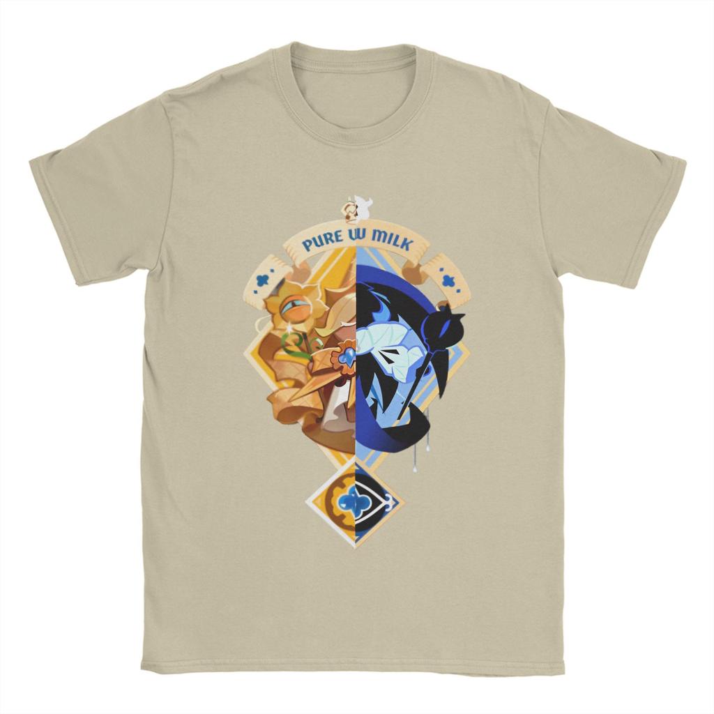 Shadow Milk Cookie TShirt for Men Cookie Run Kingdom Awesome Pure Cotton Tees Crewneck Short Sleeve T Shirts Clothing