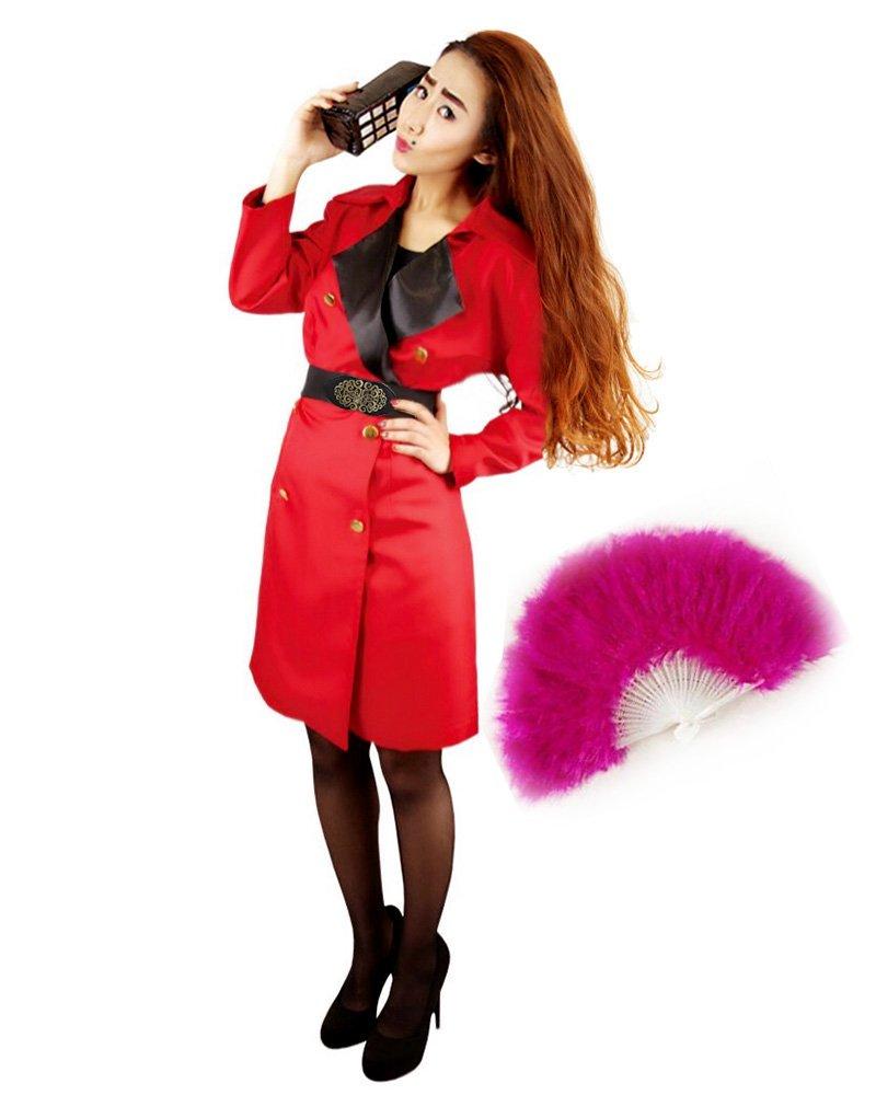 

СДЕЛАЙТЕ ВЕСЕЛЫЙ Костюм для косплея Пузырькового артиста Норы Хирано Набор из 5 предметов (Пальто, Пояс, Чулки, Парик, Веер с перьями) унисекс (XL)