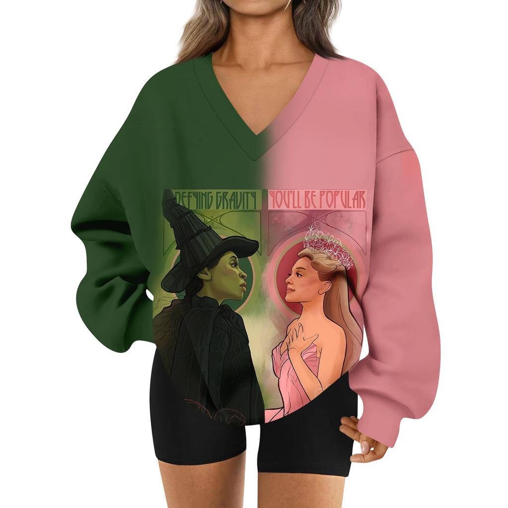 Women's Loose And Comfortable V-neck Sportswear Long-sleeved Sweatshirt Daily Matching Clothes