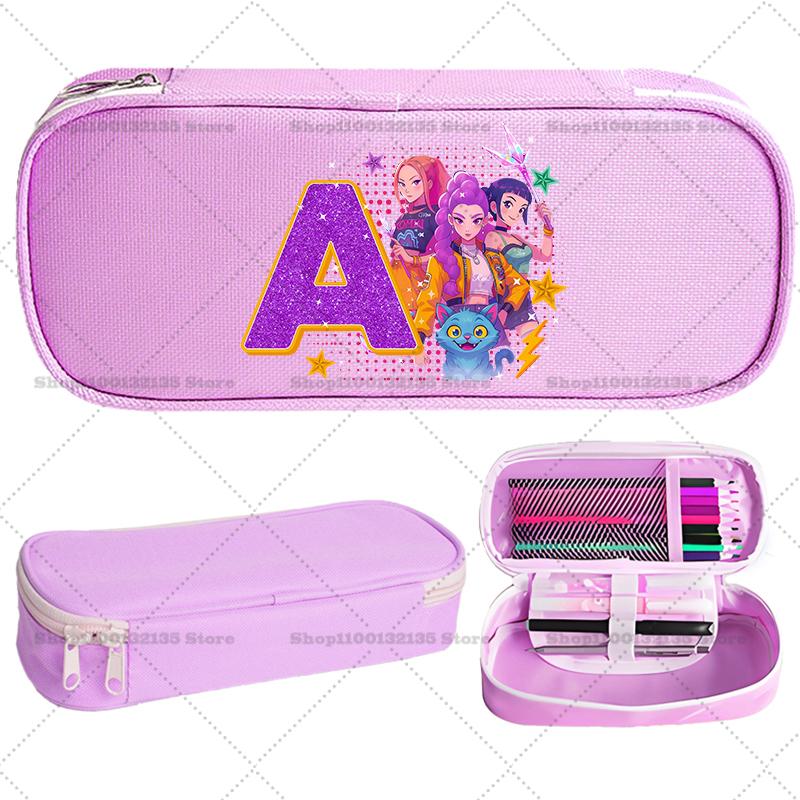 Kpop Demon Hunter Children Pencil Box Cartoon letter Student School Supplies Stationery Kids Penbag Pencilcase Kawaii Boys Gift