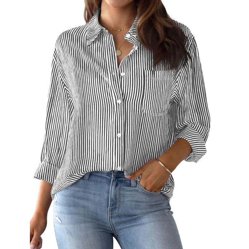 BITCED Women's Fashion Casual  Long Sleeve POLO Neck Blouses & Shirts Unique design