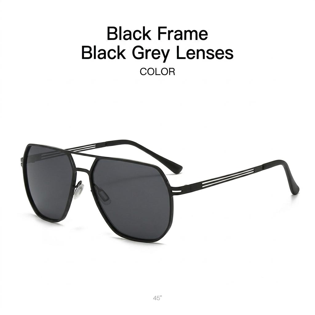 Polarized Uv400 Sunglasses Men Women Photochromic Anti Glare Metal Large Square Frame Sun Glasses For Driving Fishing Outdoor