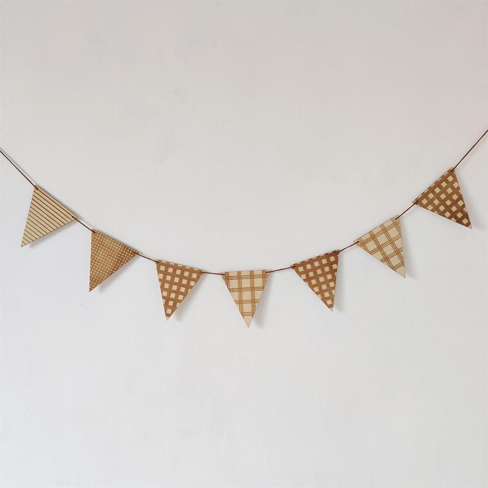 Wooden Pennant Banner Laihua Nordic Wind Party Wall Hanging Decor for Kids