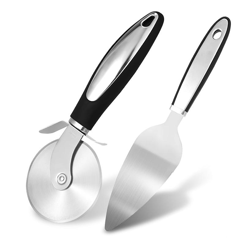 

Pizza Wheel Cutter Server Set Stainless Steel Pizza Cutter Pie Server Spatula with Sharp Blade Kitchen Pizza Slicer Knife JT577 серебряный