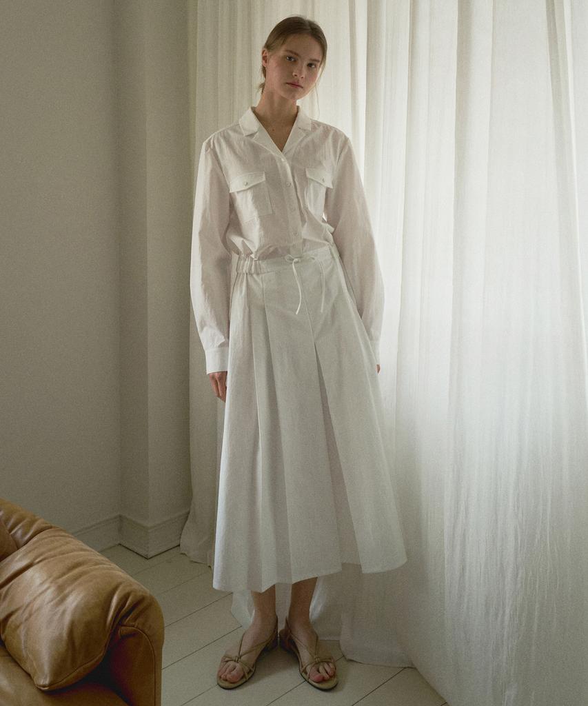 Otte Pleats Shirt-Dress_White