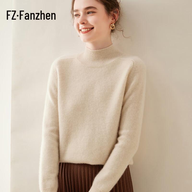 Fanzhen Women's Thickened Mock Neck Cashmere Sweater