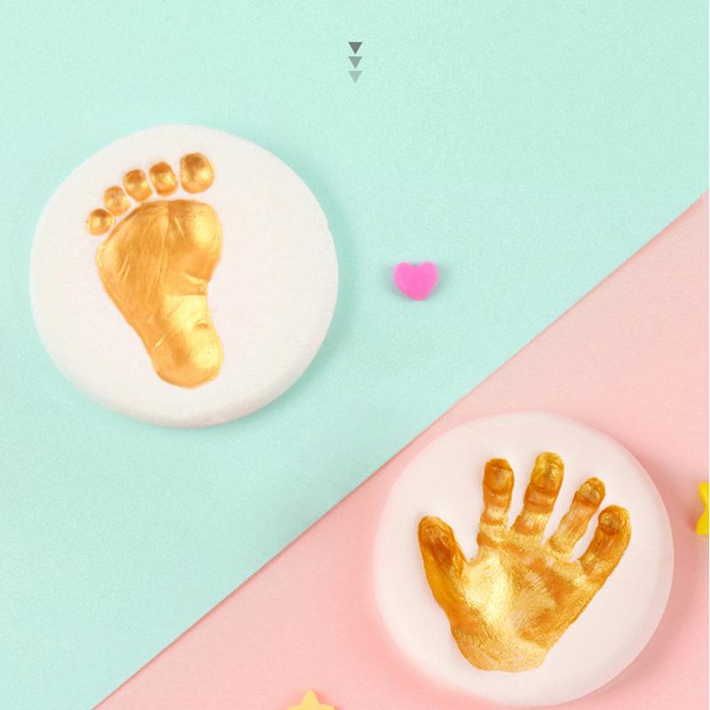 Vollmond-Baby-Fußabdrücke, Handabdruck-Stempelkissen-Set, Fotorahmen, Säuglingsfuß- und Handabdruck, Neugeborenen-Meilenstein, Souvenirs, Gießen