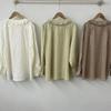1116 Autumn New Women's Linen Lotus Leaf Collar Top Cardigan ins Shirt Shirt Long Sleeve