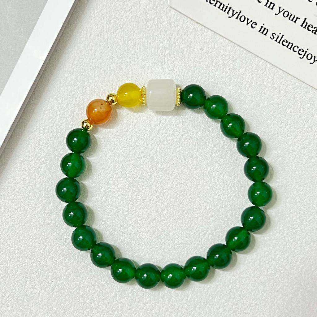 Agate Beaded Bracelet for Women Natural Stone Stretch Bracelets 8mm Round Beads Bangle Handmade Jewelry Gifts