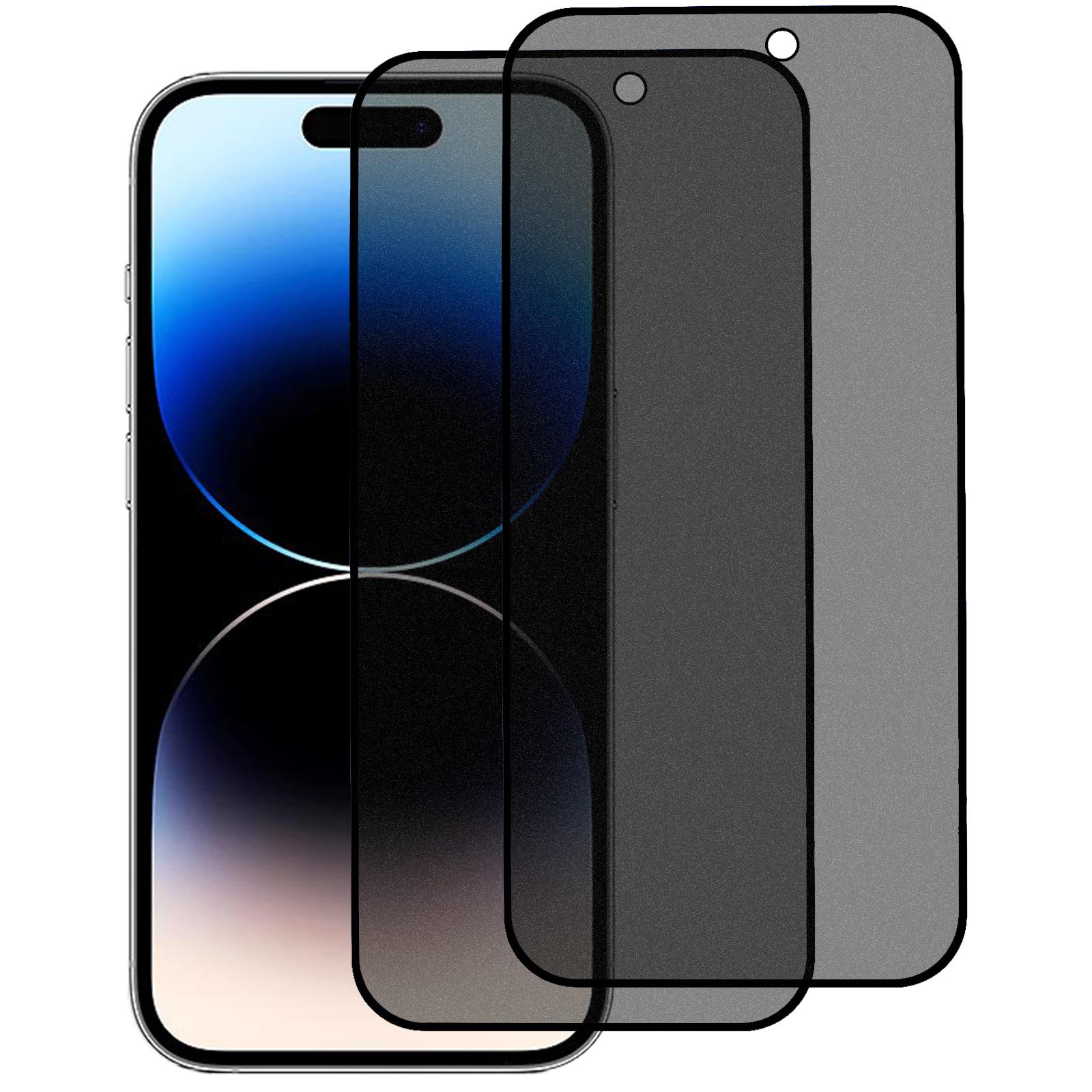 

2Pcs for iPhone 15 Pro Full Cover Screen Protector 180-degree Anti-spy Matte Tempered Glass Film with Anti-dust Net As Shown A