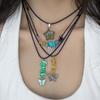 Retro Ethnic Wind Star And Moon Pendant Necklace Female, Simple Irregular Gravel Butterfly Necklace