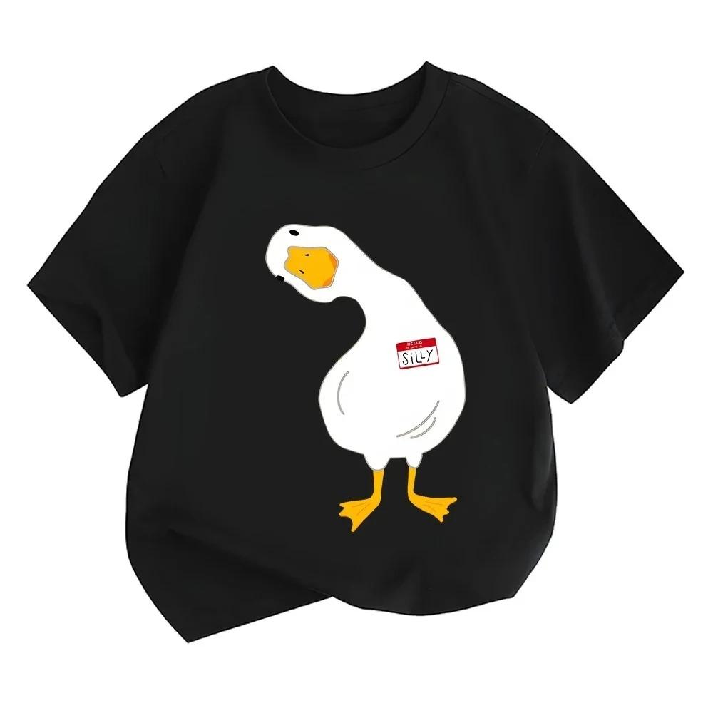 Little Duck Baby Graphic Print Girls Boys Tshirt Cotton Casual Kids Clothes Tops Tee Summer Cute Cartoon Short Sleeve Shirts 110