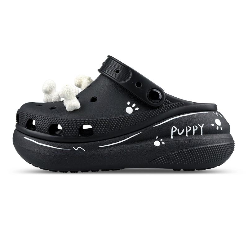 

Crocs Classic clog EVA MM Dream Builder Puppy Graffiti Cute Funny Eye-catching Hand-drawn Cute Hole Shoes Unisex Same Black White 36-37 черный белый