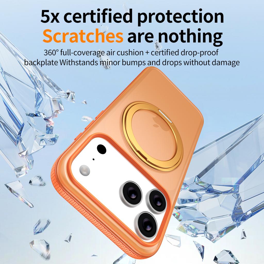 Trendy Anti-Slip Phone Case For iPhone 16 17 Pro Max N52SH Strong Magnetic Stand Cover 360 Rotatable Strong Protection